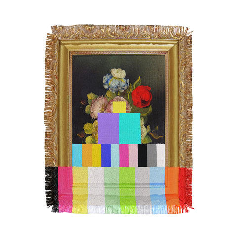 Chad Wys A Painting of Flowers With Color Bars Throw Blanket
