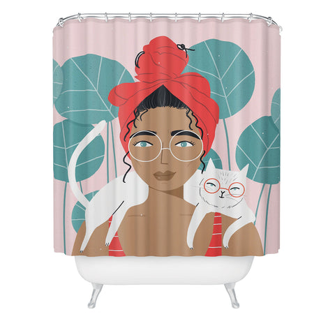 Charly Clements Cat Wearing Glasses Shower Curtain