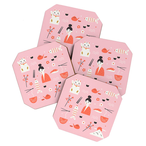Charly Clements Dreaming of Japan Pattern Coaster Set