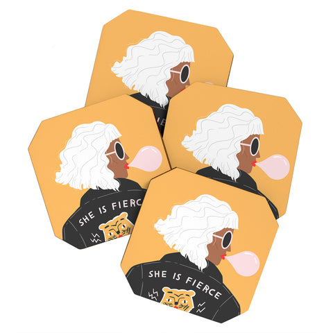 Charly Clements She Is Fierce Coaster Set