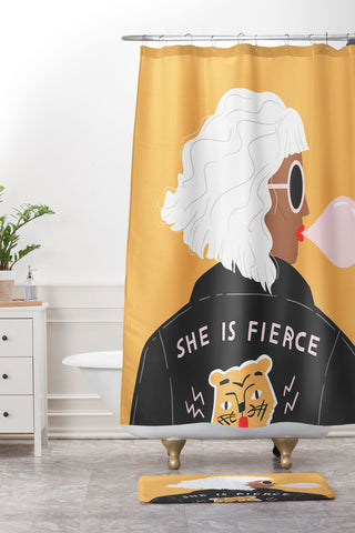 Charly Clements She Is Fierce Shower Curtain And Mat