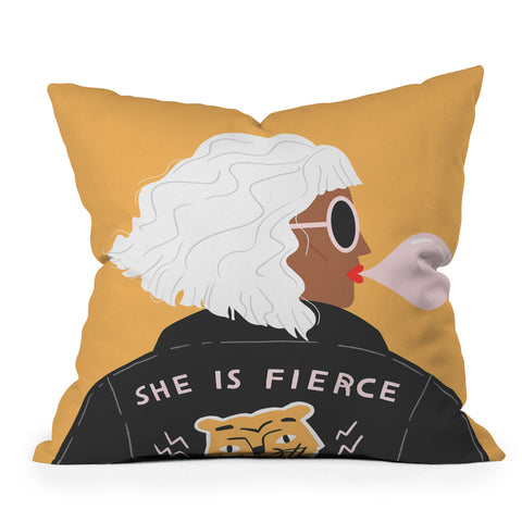 Charly Clements She Is Fierce Throw Pillow