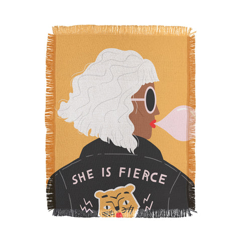 Charly Clements She Is Fierce Throw Blanket