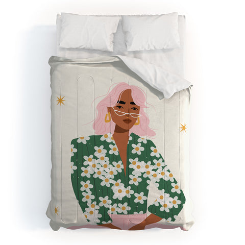 Charly Clements Strike a Pose Pink and Green Palette Comforter