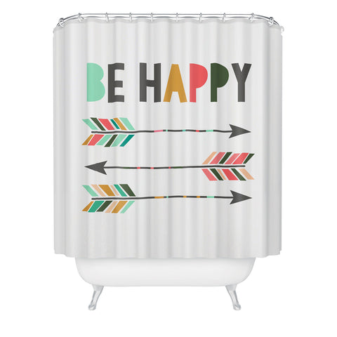 Chelcey Tate Be Happy Shower Curtain