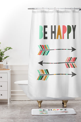 Chelcey Tate Be Happy Shower Curtain And Mat