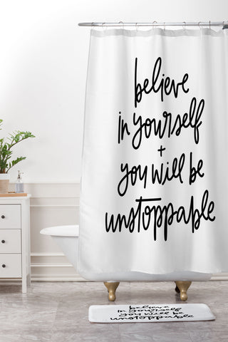Chelcey Tate Be Unstoppable BW Shower Curtain And Mat
