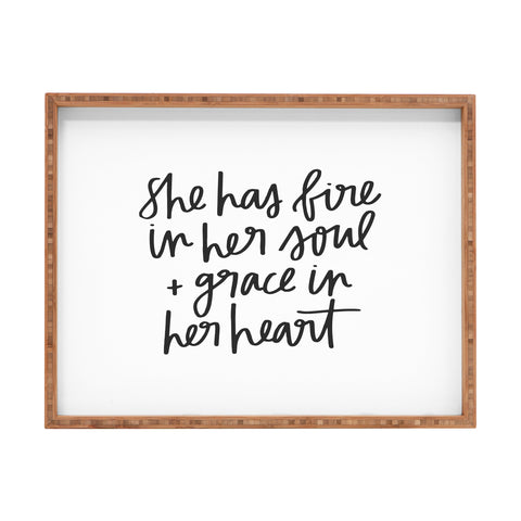 Chelcey Tate Grace In Her Heart BW Rectangular Tray