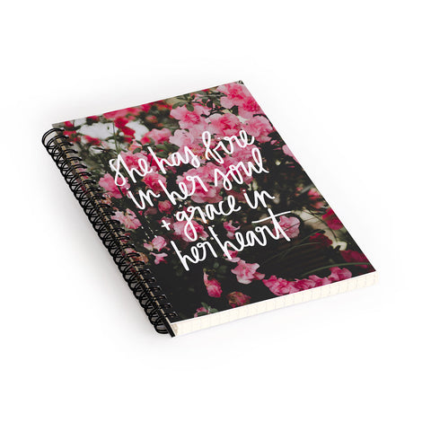 Chelcey Tate Grace In Her Heart Floral Spiral Notebook
