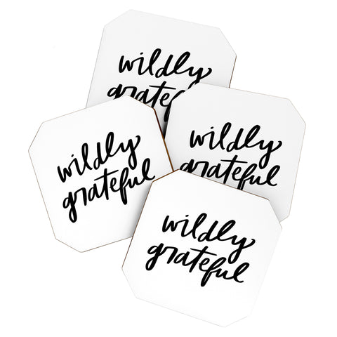 Chelcey Tate Wildly Grateful BW Coaster Set