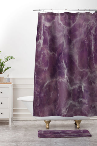 Chelsea Victoria Amethyst Marble Shower Curtain And Mat