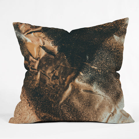 Chelsea Victoria Black and Gold Marble Swirl Throw Pillow