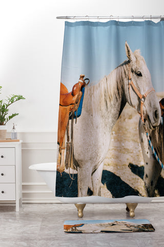 Chelsea Victoria Desert Horse Shower Curtain And Mat