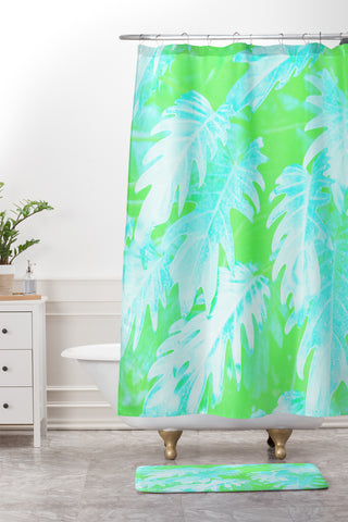 Chelsea Victoria Electric Palm Paradise Shower Curtain And Mat