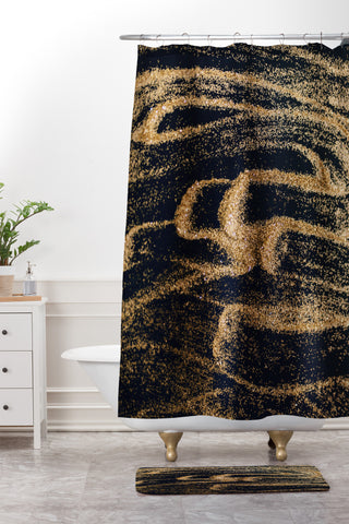Chelsea Victoria Gold Mess Shower Curtain And Mat