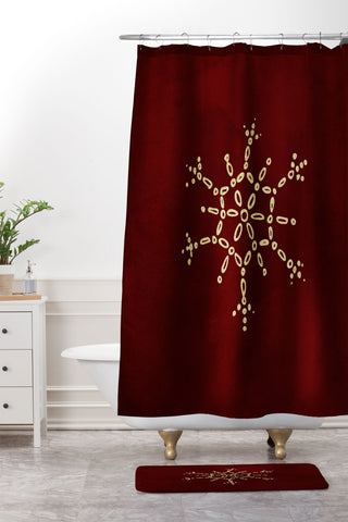 Chelsea Victoria Gold Snowflake No 2 Shower Curtain And Mat