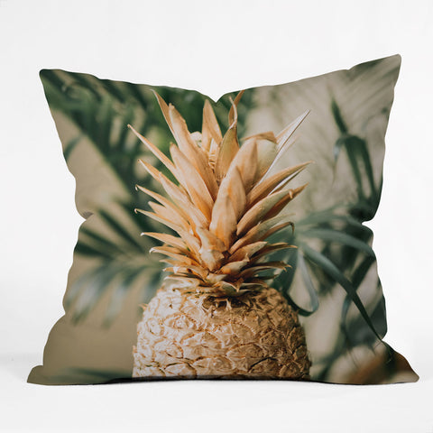 Chelsea Victoria Golden Pineapple in Paradise Outdoor Throw Pillow