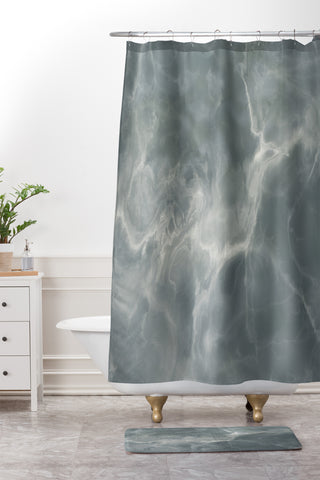 Chelsea Victoria Grey Marble 2 Shower Curtain And Mat