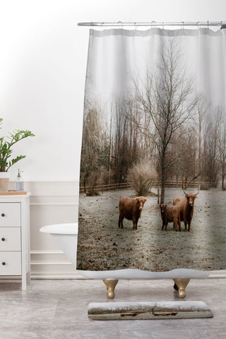 Chelsea Victoria Highland Cows Shower Curtain And Mat