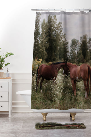 Chelsea Victoria Horses in The Field Shower Curtain And Mat