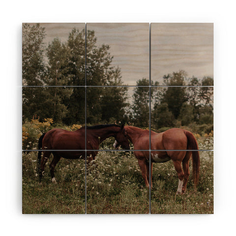 Chelsea Victoria Horses in The Field Wood Wall Mural