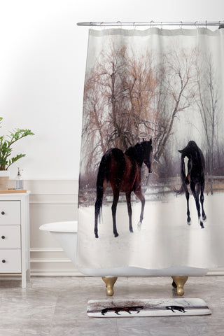 Chelsea Victoria Horsing Around Shower Curtain And Mat