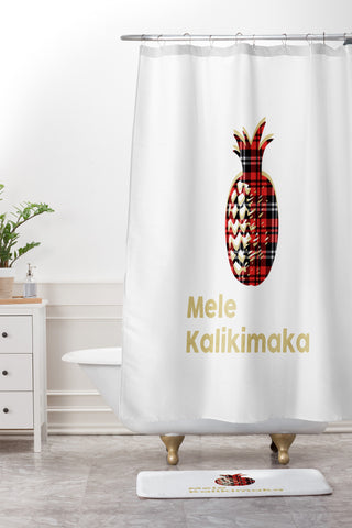 Chelsea Victoria Mele Kalikimaka Shower Curtain And Mat
