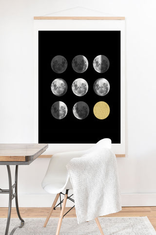 Chelsea Victoria Moon Phases and The Gold Sun Art Print And Hanger