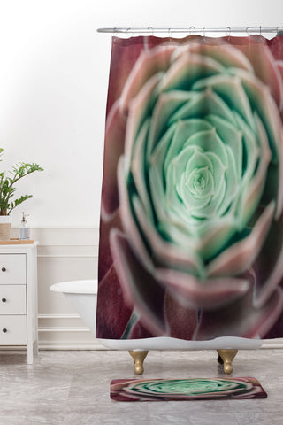 Chelsea Victoria Ombre Succulent Shower Curtain And Mat