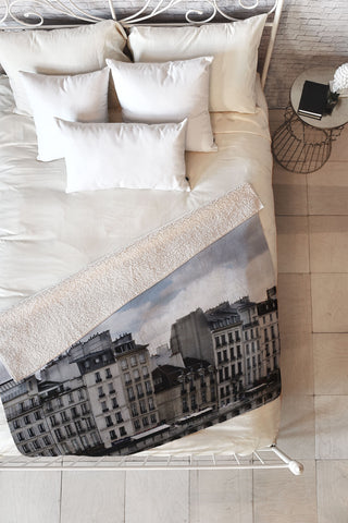 Chelsea Victoria Parisian Rooftops Fleece Throw Blanket