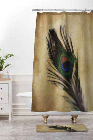 Chelsea Victoria Peacock Feather 2 Shower Curtain And Mat