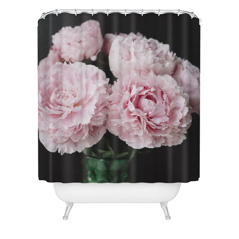 Chelsea Victoria Peony on black no 2 Shower Curtain