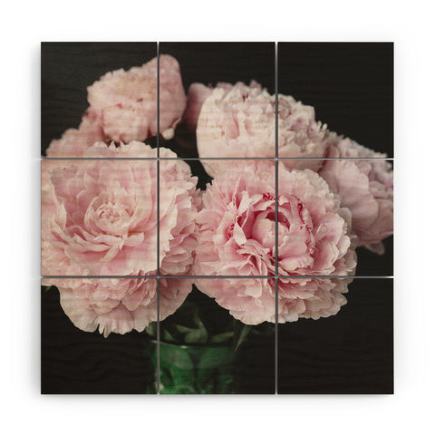 Chelsea Victoria Peony on black no 2 Wood Wall Mural