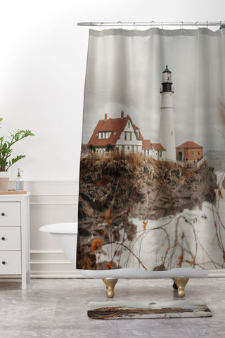 Chelsea Victoria Portland Head Lighthouse Shower Curtain And Mat
