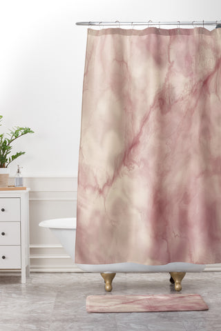 Chelsea Victoria Rose gold marble Shower Curtain And Mat