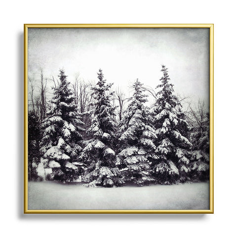 Chelsea Victoria Snow and Pines Metal Square Framed Art Print