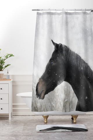 Chelsea Victoria Winter Horse Shower Curtain And Mat