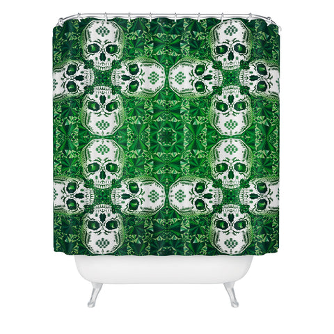 Chobopop Emerald Skull Pattern Shower Curtain
