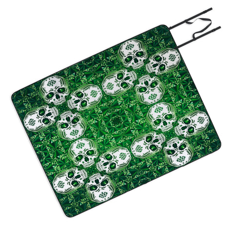 Chobopop Emerald Skull Pattern Picnic Blanket