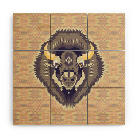 Chobopop Geometric Bison 1 Wood Wall Mural