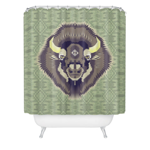 Chobopop Geometric Bison 2 Shower Curtain
