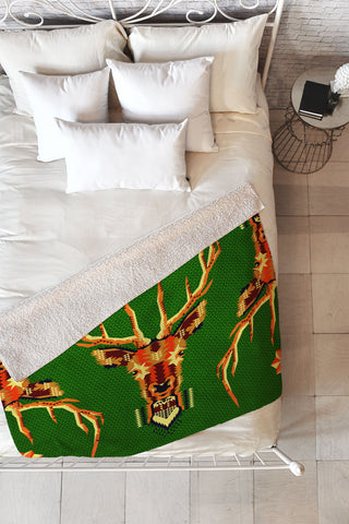 Chobopop Geometric Deer Fleece Throw Blanket