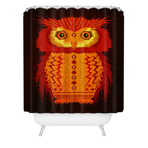 Chobopop Geometric Owl Shower Curtain