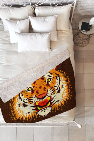 Chobopop Geometric Tiger Fleece Throw Blanket