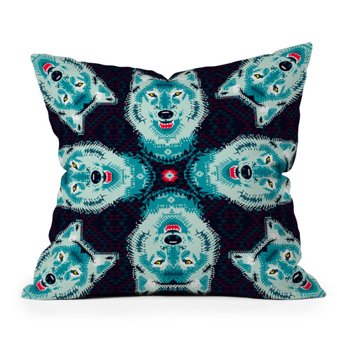 Chobopop Geometric Wolf Throw Pillow