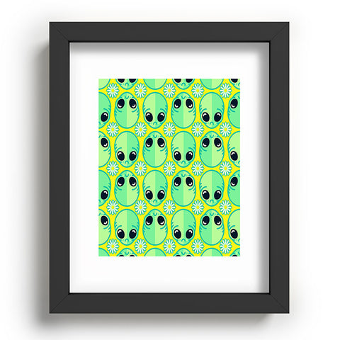 Chobopop Sad Alien And Daisy Pattern Recessed Framing Rectangle