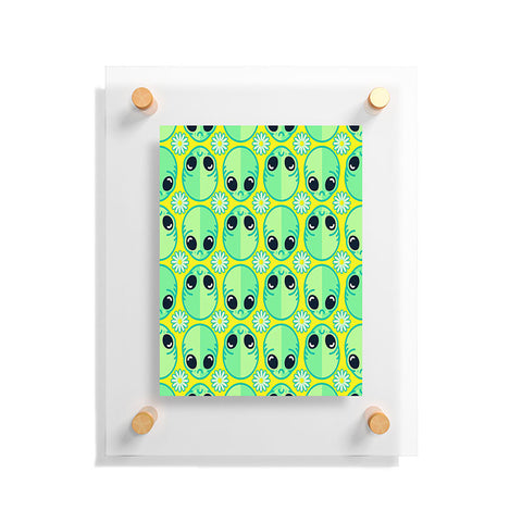 Chobopop Sad Alien And Daisy Pattern Floating Acrylic Print