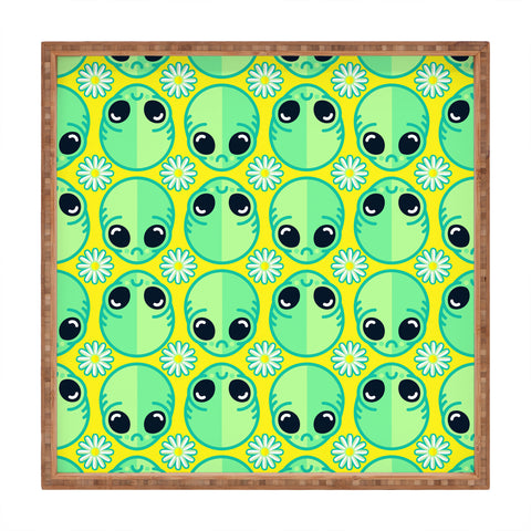 Chobopop Sad Alien And Daisy Pattern Square Tray