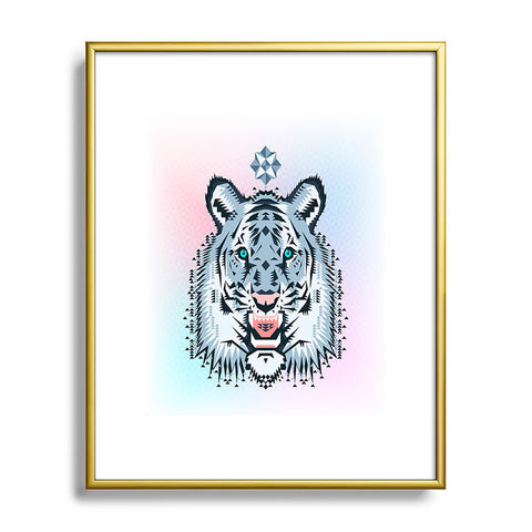 Chobopop Snow Tiger Metal Framed Art Print