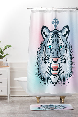 Chobopop Snow Tiger Shower Curtain And Mat